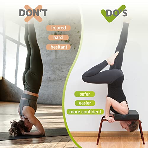 Yoga Headstand Bench - Inversion Chair for Stress Relief & Strength - Black & Chocolate