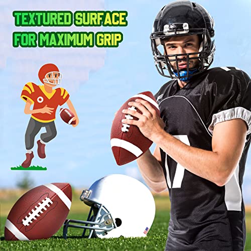 Jerify Size 9 Brown White Composite Leather Footballs 12 Pack with Pump