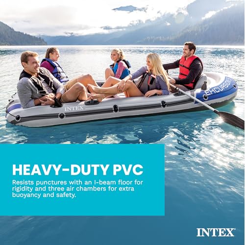 Inflatable Fishing Boat for 5 People - Gray, 12' x 5'6" River Raft Set with Oars