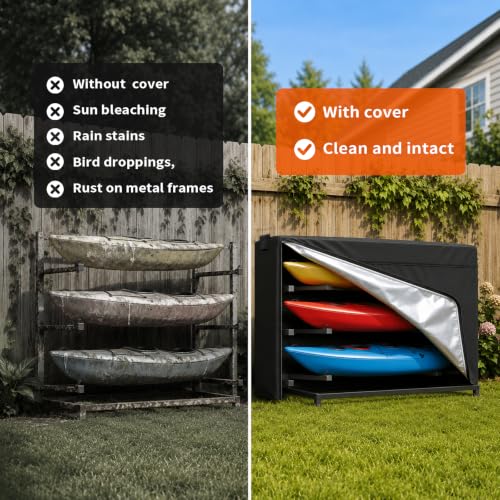 Kayak Rack Cover Waterproof 12ft for 2-4 Kayaks Canoes SUPs Surfboards