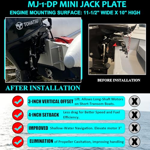 Camoo 4-inch Setback Small Engine Jack Plate for Outboard Motors Up to 35HP