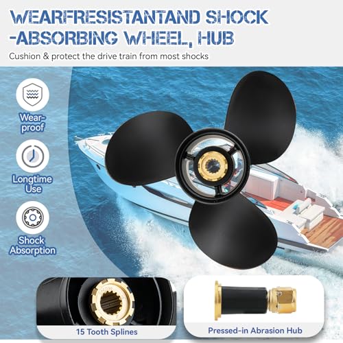 Qiclear 14x11 Boat Propeller for Mercury 40-140HP Outboard Engines - Aluminum, 3 Blades