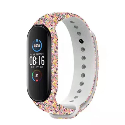 10 Pack Mi Band Compatible (7/5/6) - Silicone Flexible Patterned Strap for Tracker