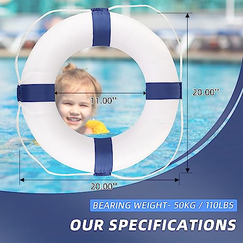 Blue Foam Life Preserver Ring with 98.4ft Rescue Rope for Water Safety - 20 Inch