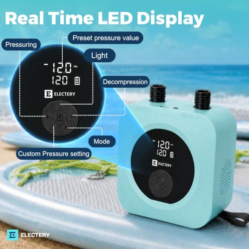 Electric Paddle Board Pump 50 PSI Rechargeable SUP Inflator with Digital Gauge