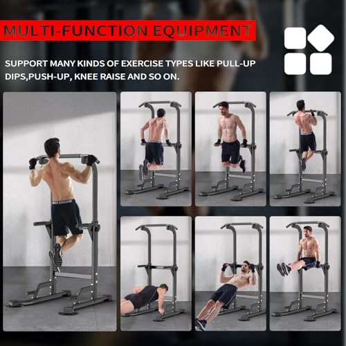 Z ZHICHI Black Pull-Up Dip Station 350LBS Capacity Home Fitness Equipment