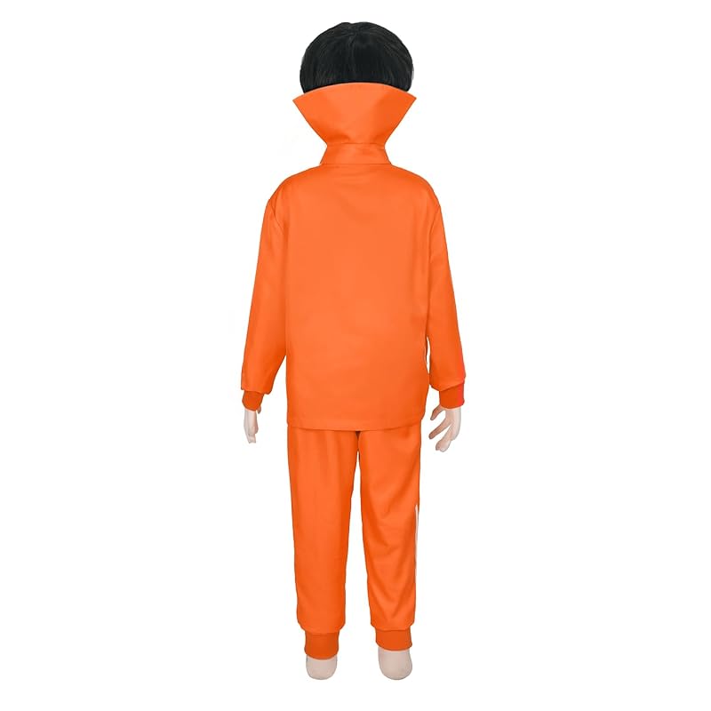 Kids Orange Tracksuit 2-Piece Costume Set with Wig & Glasses - My202214-kid+X-Large