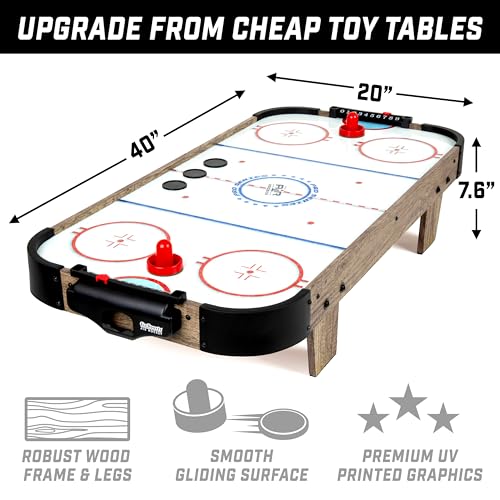 40 Inch Tabletop Air Hockey Game for Kids - Modern Oak Finish