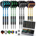 24g Steel Tip Darts Set with Aluminum Shafts & Sharpener - Professional Dart Kit for Adults