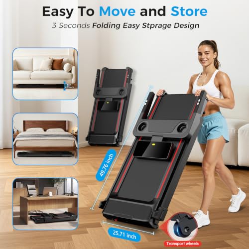 ApexionGear Black Foldable Incline Treadmill with Heart Rate Monitor & LED Display