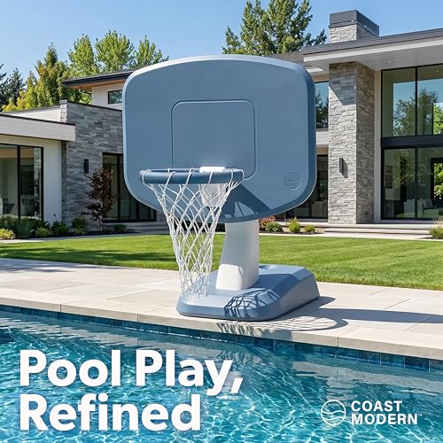 Coast Modern Outdoor Pool Basketball Hoop with Large Backboard & Water Basketballs