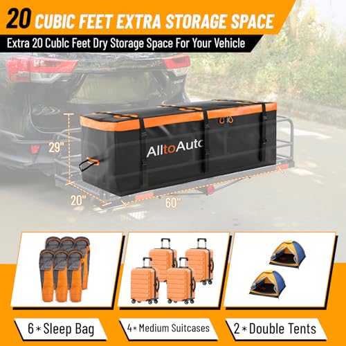 20 CuFt Waterproof Soft Shell Cargo Carrier Bag for Hitch Mount – AlltoAuto