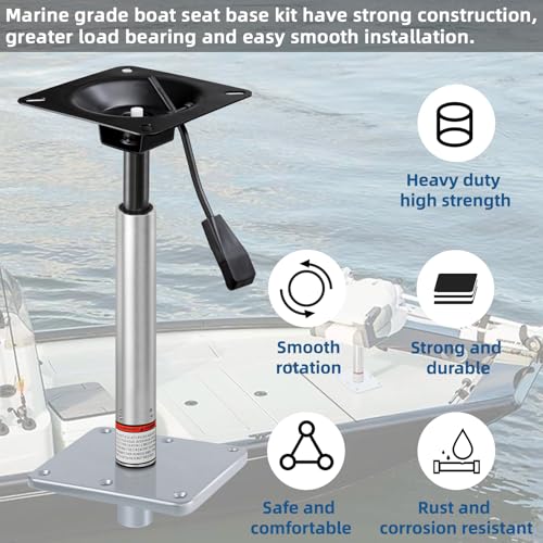 Adjustable Boat Seat Pedestal Kit 18-24 Inch with Locking Pin & Power Mount