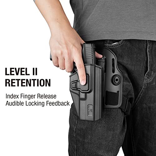 GLOCK Drop Leg Holster with Level II Retention for Glock 17/19/19X/22/23/31/32/45 - Right Hand, Tactical Thigh Platform