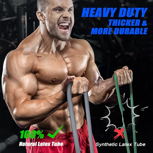 Blue Heavy Resistance Bands Set 450lbs with Handles for Muscle Training
