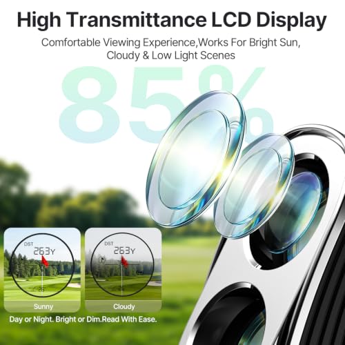 Golf Range Finder with Slope, 1200 Yards, Pin Lock Vibration, Rechargeable Battery - Black & Silver