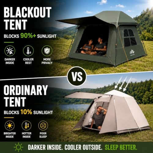 Night Cat 4-Person Green Pop Up Camping Tent with Vestibule & Rainfly, Waterproof