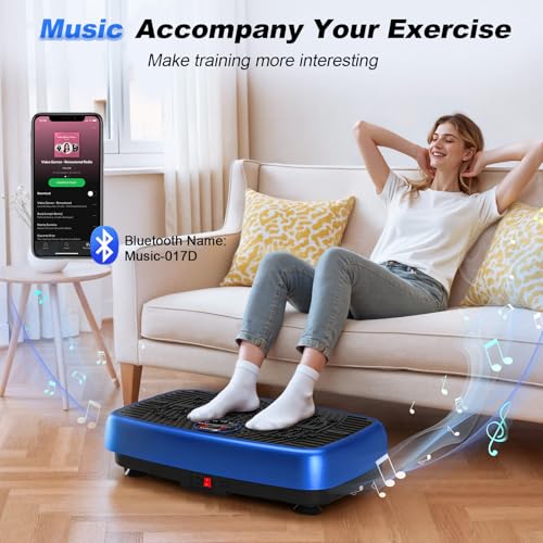 Blue EvoSpark Vibration Plate Exercise Machine with Dual Motor & Resistance Bands