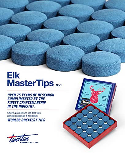 Elk Master Billiard Pool Cue Tips 14mm - Medium-Soft, 50 Tips Package