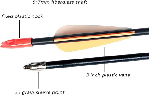 Archery 28" Fiberglass Arrows - Perfect for Beginners, Women & Kids | Pack of 12 for Recurve Bow