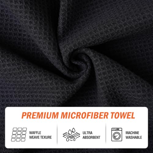 Magnetic Golf Towel with Clip - 23.6 x 15.7 Inch Large Microfiber Towels - Black - Variation of THIS listing