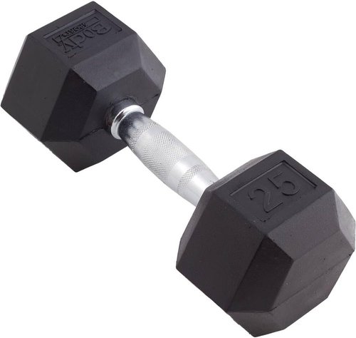 Body Sport Hex Dumbbell | Rubber Encased Weight for Strength Training | Ideal for Home Gym