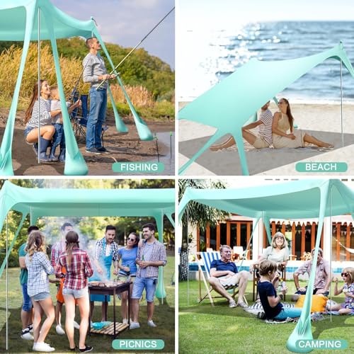 Navy 10x10FT Beach Tent Sun Shelter UPF50+ Portable Family Canopy with Sandbags