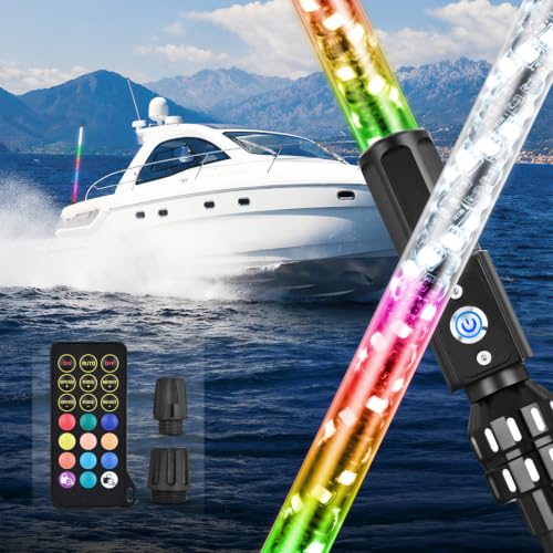 Nilight 3FT Spiral Boat Navigation Light RGB White LED Watercraft Safety Light