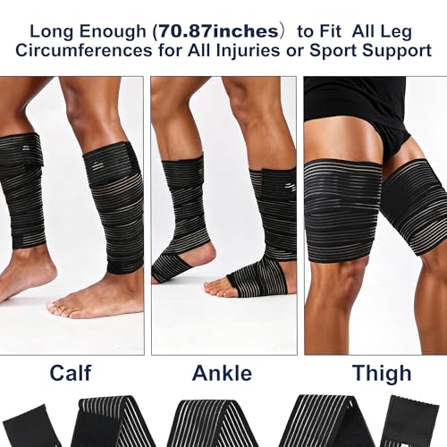 Black Adjustable Compression Wraps for Legs Swelling Relief 2 Pack