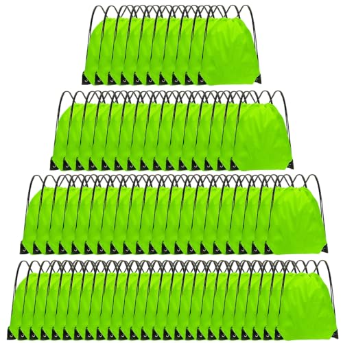 Light Green Drawstring Backpack Bulk 70 Pack 16.5x13.4in for Gym Camping