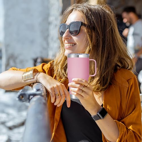 Pink 20 oz Stainless Steel Travel Tumbler with Handle - 12 Pack