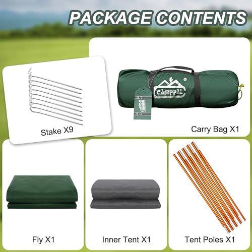 Camppal 1 Person Green Tent – 4-Season Waterproof Windproof Hiking & Camping Shelter