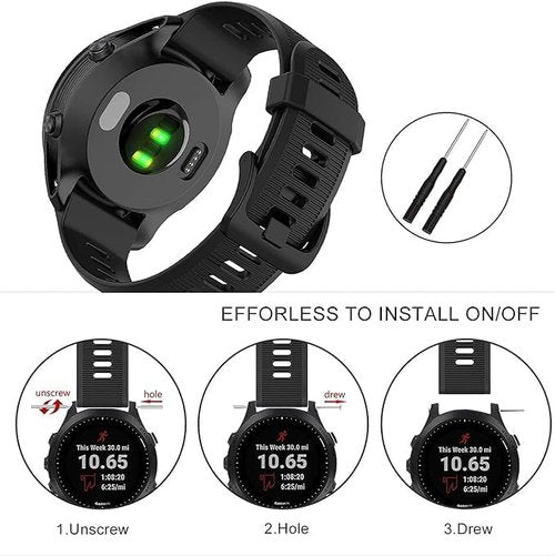 Waterproof Band Compatible with Garmin Forerunner 945/935 Watch Band, Soft Breathable Sports Adjustable Replacement Wristbands for Women Men (Black)