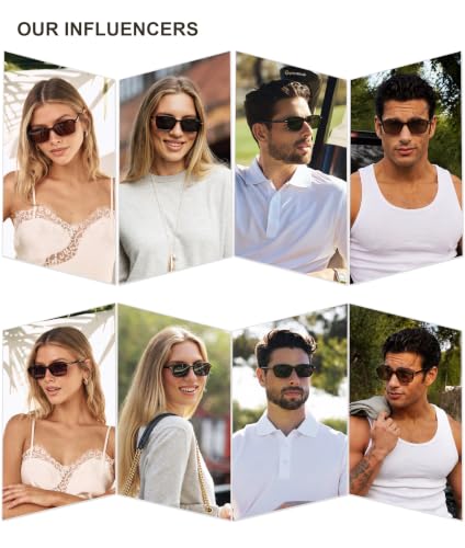 Retro Rectangular Polarized Sunglasses Women Men Tortoise 55mm Shades SJ2663