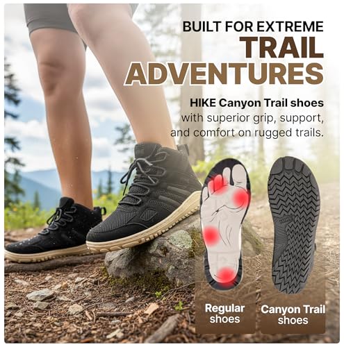 Hike Footwear Canyon Trail Barefoot Hiking Shoes - Wide Toe Box, Zero Drop - Women 8-8.5 / Men 6-6.5, Canyon Brown