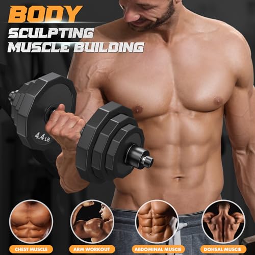 Adjustable Dumbbell Set 44 lbs (Each Dumbbell 22 lbs) Home Gym Equipment for Strength Training