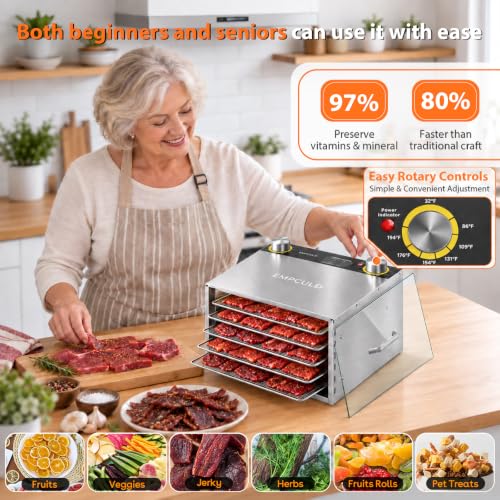 Food Dehydrator with 5 Stainless Steel Trays - Adjustable Temp 194°F - Empculd - Variation of THIS listing