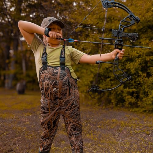 Kids Hunting Waders with Rubber Boots - Lightweight Youth Fishing Gear, 14/15 Next Camo Evo Variation