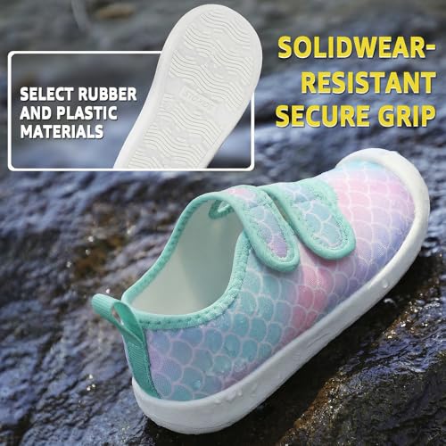 Toddler Water Shoes Boys Girls Summer Beach Quick Dry Non Slip Aqua Socks - 7 Teal Scale