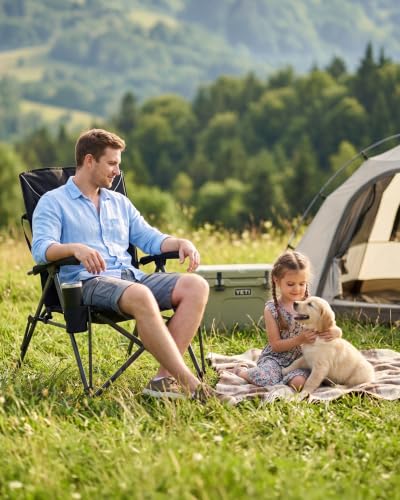 Heavy Duty Oversized Camping Chair 400LBS with High Back & Cup Holder