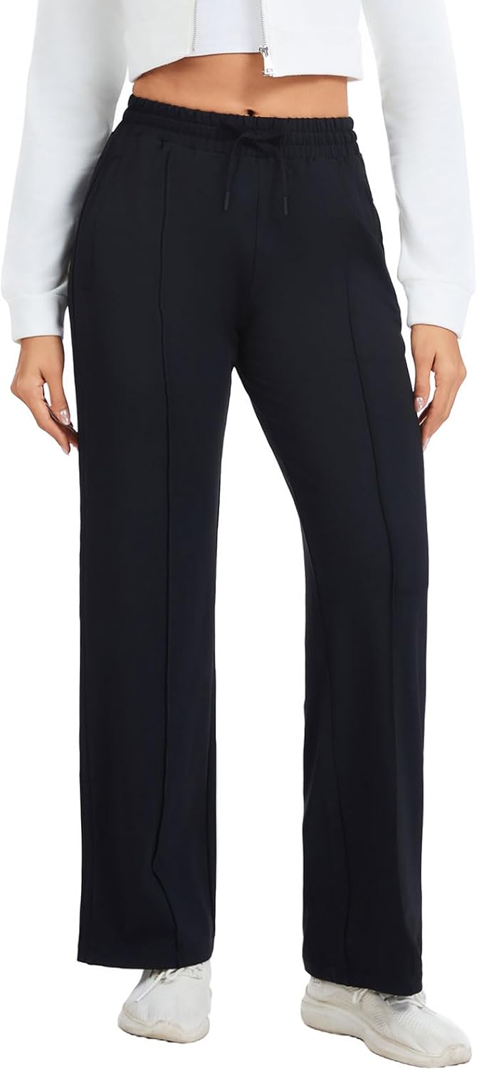 Skiennix Women's Track Pants - Loose Straight Leg Sweatpants with Zipper Pockets | Available in 28/30/32/34 Inseam