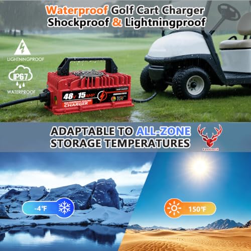 48V Golf Cart Battery Charger Waterproof Smart Trickle Charger for EZGO RXV & TXT