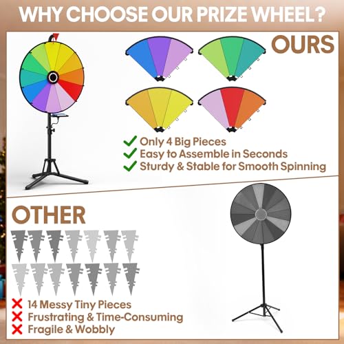 24 Inch Prize Wheel with Tripod Stand - Color Spin Wheel for Games & Events