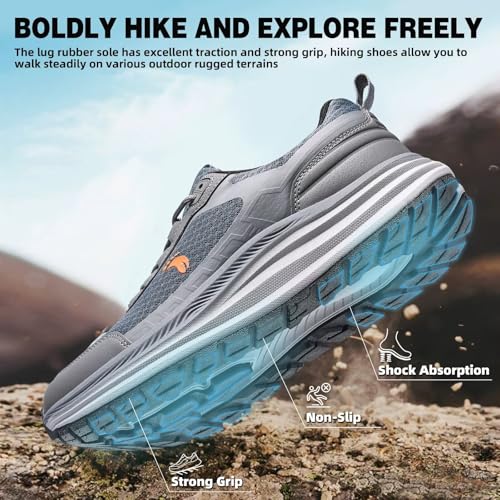 Men's Orthopedic Waterproof Trail Running Shoes W2-Grey 10.5 - Comfortable Arch Support for Foot Pain