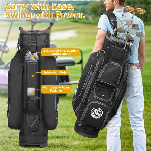 Shopsource Lightweight Golf Cart Bag with 15-Way Organizer & Putter Well - Grey & Black