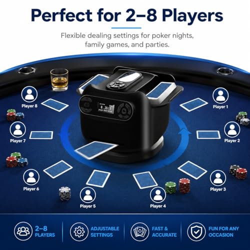 Echtur 2026 Automatic Card Shuffler & Dealer Machine 2-in-1 Black