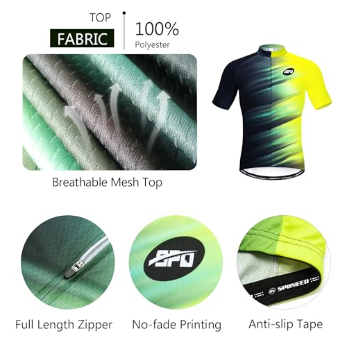 Men's Cycling Jersey Short Sleeve Bike Shirt Outfit - Yellow Multi Large