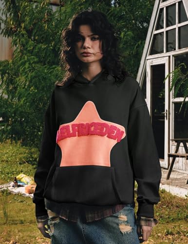 Aelfric Eden Men's Y2K Graphic Oversized Hoodie Black Medium Aa02 - Casual Streetwear