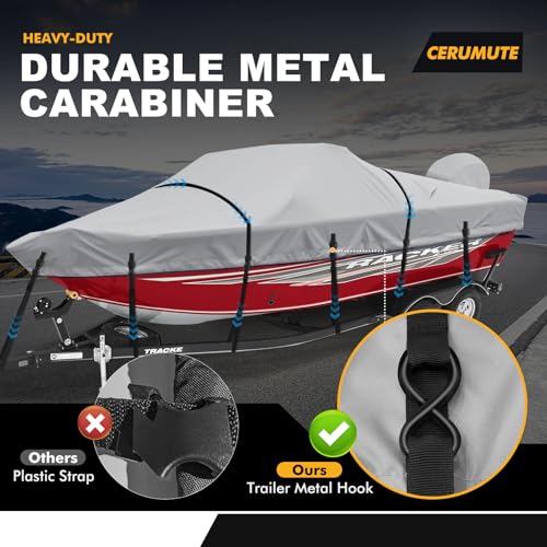 Heavy Duty Waterproof Boat Cover 16-18.5ft Gray - Light Gray, Up to 94" Beam