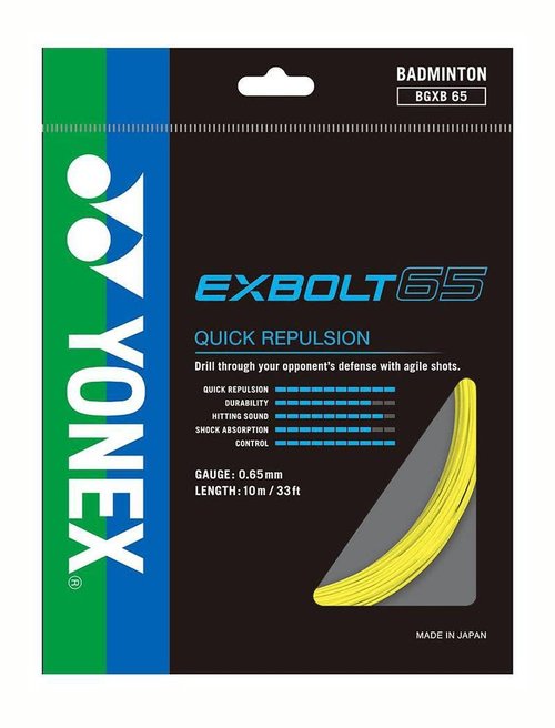 Yonex Badminton String (10m Set) - Exbolt 65, Yellow